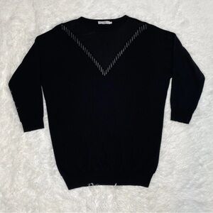 Anne Fontaine Women’s Size 42 US Size 10 Black 100% Wool Lightweight Sweater